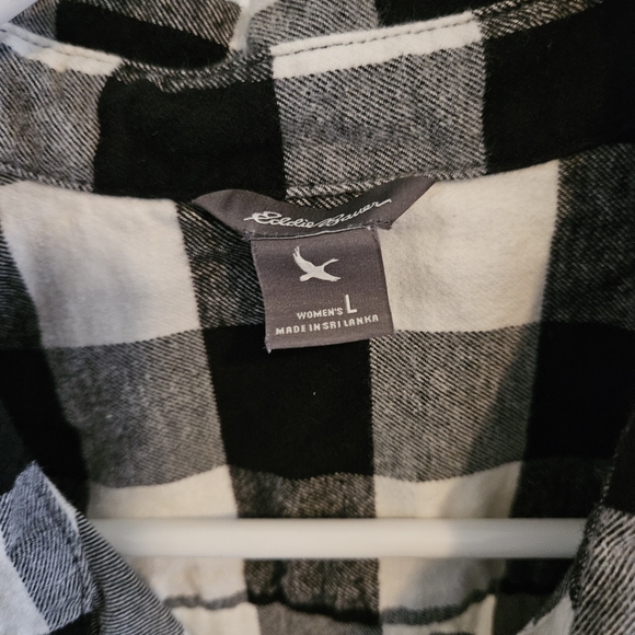 Eddie Bauer Black and White Checkered Women's Shirt - Picture 2 of 2
